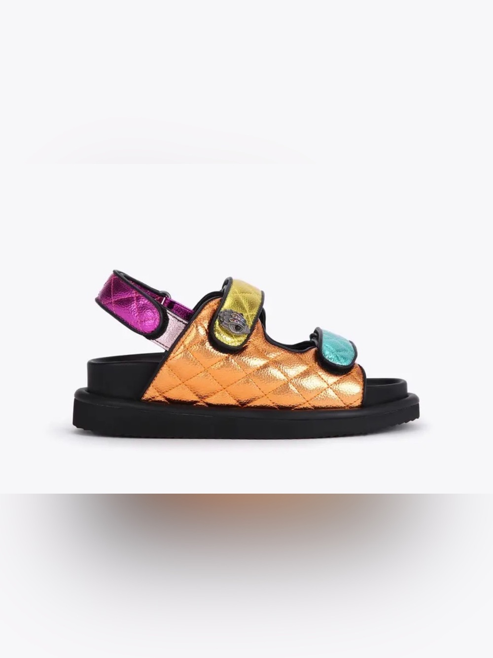 Kurt Geiger Metallic Orange Quilted Sandals with Multi-Color